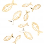 Wholesale Mandala Crafts Vintage Tone Necklace Bracelet Charm Pendants (Christian Fish, 10 PCs)