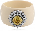 CZ by Kenneth Jay Lane 75cttw Multi-Cubic Zirconia Overstated Cushion Bangle Ivory Bracelet, 8 CTTW