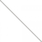 1.1mm Solid 14K White Gold High Polish Classic Rolo Link Chain Necklace - 18 inches