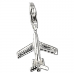 SilberDream Charm airplane, 925 Sterling Silver Charms Pendant with Lobster Clasp for Charms Bracelet, Necklace or Charms Carrier FC3043