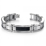 Bold & Beautiful Mens Stainless Steel Carbon Bracelet