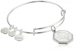 Alex and Ani Fortune's Bliss Sweet Pea Shiny Silver Expandable Wire Bangle Bracelet