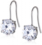 CZ by Kenneth Jay Lane Classic Round Cubic Zirconia Four Prong Wire Drop Earrings