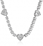 CZ by Kenneth Jay Lane Traditional Collection Cubic Zirconia Heart Station Necklace, 16, 10 CTTW
