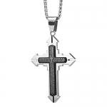 Stunning Stainless Steel Prayer Cross Pendant Mens Chain Necklace