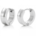 Sparkling 316L Stainless Steel Silver Hoop Earrings for Men