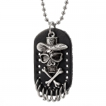 Impressive R&B Jewelry Skull n Bones Vintage Men's Pendant Necklace Chain (Black, Silver)