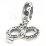 Sterling Silver Happy Anniversary Lover Ring Dangle Love Bead For European Charm Bracelets