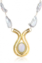 Devon Leigh Gray Pearl and Purple Chalcedony Pendant Necklace, 19.5