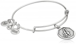 Alex and Ani Rafaelian Silver Finish Initial A Expandable Wire Bangle Bracelet, 2.5