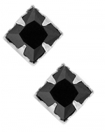 Black CZ Cubic Zirconia Princess Cut Square Sterling Silver Magnetic Men Stud Earrings 5mm