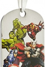 Marvel Comics Boys' Stainless Steel Avenger Characters Dog Tag Chain Pendant Necklace, 16