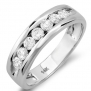 0.85 Carat (ctw) 14k White Gold Round Diamond Mens Anniversary Band Ring (Size 9.5)