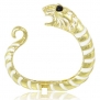 EVER FAITH Gold-Tone Roaring Leopard Enamel Bracelet - White N01855-3
