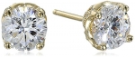 Myia Passiello Timeless Swarovski Zirconia 1k Each Round Gold Clad Stud Earrings