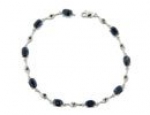 SuperJeweler H051233SS SAP-BD 6Ct Sapphire And Black Diamond Bracelet In Sterling Silver, 7 Inches