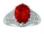 SuperJeweler H060845-Gar 10W z5.5 Quilted Antique Look Garnet And Diamond Ring In 10K White Gold Size - 5.5