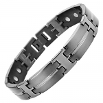 Willis Judd Mens Gunmetal Titanium Magnetic Bracelet In Black Velvet Gift Box + Free Link Removal Tool