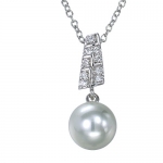 Sterling Silver Pendant (10 MM Glass Pearl) With 18 Inch Chain
