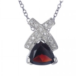 Sterling Silver Garnet Pendant (1.40 CT) With 18 Chain