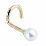 Pearl 14K Yellow Gold Nose Ring - Twist