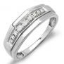 0.25 Carat (ctw) Sterling Silver Round White Real Diamond Mens Wedding Anniversary Band 1/4 CT (Size 9.5)