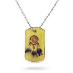 Dream Catcher Dog Tag Pendant with yellow background Stainless Steel w/ 30 Stainless Steel Chain