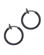 No Piercing Endless Continuous Unisex Illusion Hoop Clip Ring in Black-tone Steel 15mm