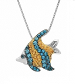 Sterling Silver Multi Colored Topaz Angelfish Pendant-Necklace