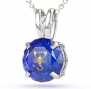 Silver Scorpio Necklace - Star Sign Pendant Symbol Inscribed in 24kt Gold on Blue Sapphire Cubic Zirconia