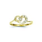 10k Cz Heart Ring, Size 6