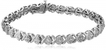 Sterling Silver Diamond X Bracelet (1/10 cttw, J Color, I3 Clarity)