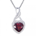 Vir Jewels Sterling Silver Garnet Heart Pendant (0.70 CT) With 18 Inch Chain