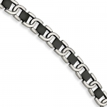 Stainless Steel Black Color IP-plated Accent Fancy Bracelet - 8 Inch - JewelryWeb