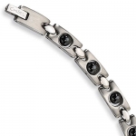 Stainless Steel Blk Plated Magnetic Accents Bracelet 8.5 In - JewelryWeb