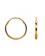 Continuous Endless Round Circle 14k Yellow Gold Hoop Earrings 12mm