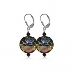 SCER178 925 Sterling Silver Floral Cloisonne Drop Handmade Earrings Made with Swarovski Crystal Elements