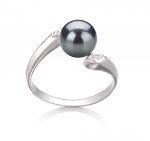 Dana Black 6-7mm AAA Quality Freshwater 925 Sterling Silver Pearl Ring - Size-6