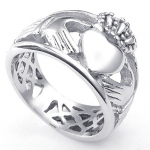 KONOV Jewelry Mens Womens Stainless Steel Ring, Claddagh Heart Crown Wedding Band, Silver, Size 10