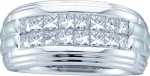 Men's 14K White Gold .50ct Princess Cut Diamond Wedding Engagement Band