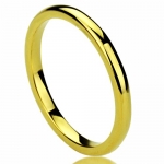 2MM Titanium Comfort Fit Wedding Band Ring Yellow Tone High Polished Classy Domed Ring (5 to 11) - Size: 5
