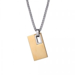 Impressive Men's Gold Rectangle Pendant Necklace Stainless Steel Chain Silver by R&B Jewelry