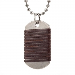 Vintage Urban Warrior Mens Necklace Unisex Leather Pendant Ball Chain (Brown)