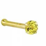 1.5mm (.015 ct. tw) Canary Yellow Diamond 14K Yellow Gold Nose Ring Bone - 18G
