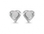 0.12 Ct Round Opal Heart Earrings In 14K White Gold