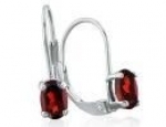 1.20Ct Oval Garnet Solitaire Leverback Earrings In 14K White Gold