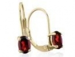 1.20Ct Oval Garnet Solitaire Leverback Earrings In 14K Yellow Gold