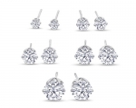 6 Carat Created Diamond Stud Earring set (5 Pairs)