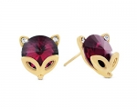 Fox Swarovski Elements Stud Earrings - Pink