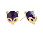 Fox Swarovski Elements Stud Earrings - Purple